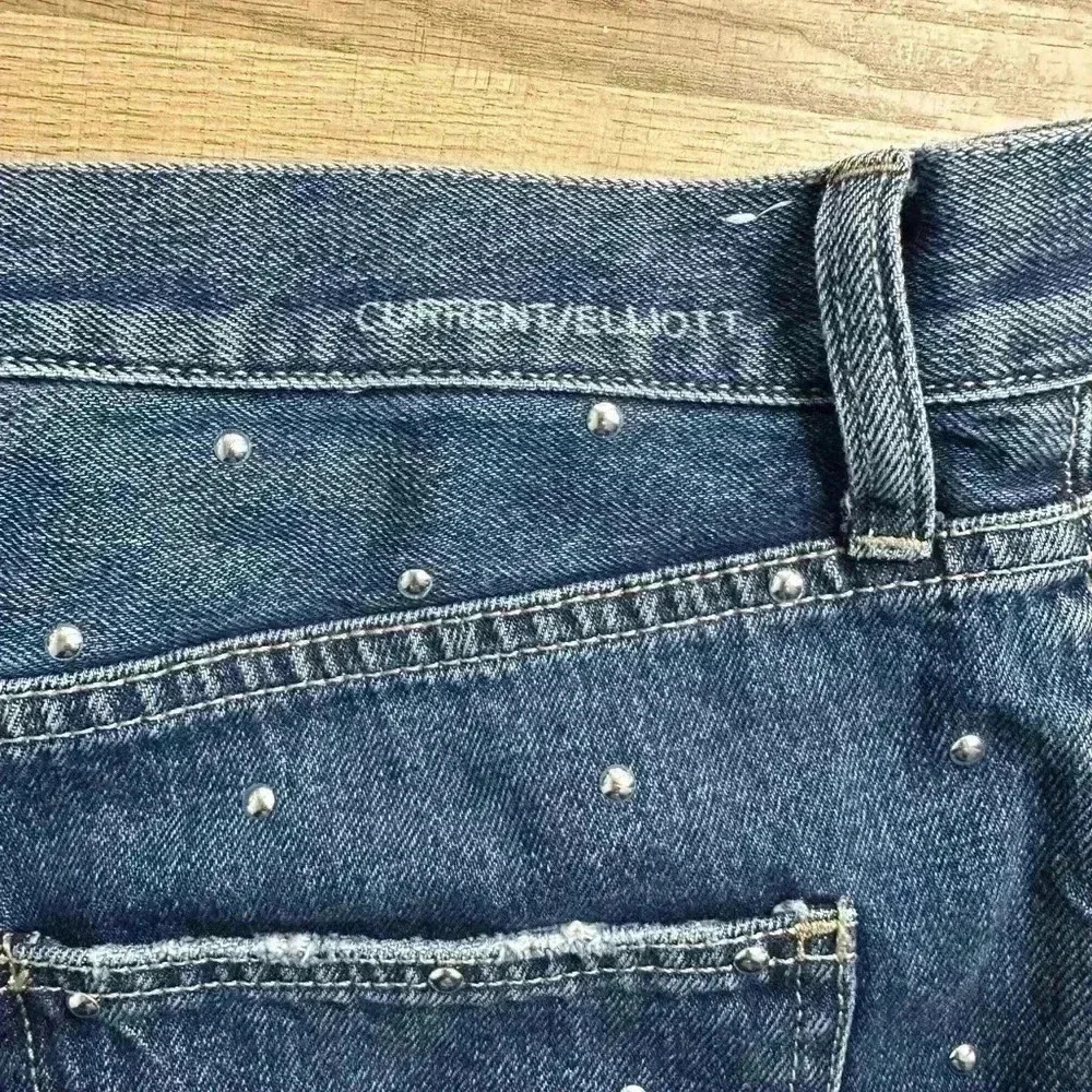 Current/Elliott Vintage Cropped high waist Slim Studded jeans Sz 29 - Picture 3 of 5